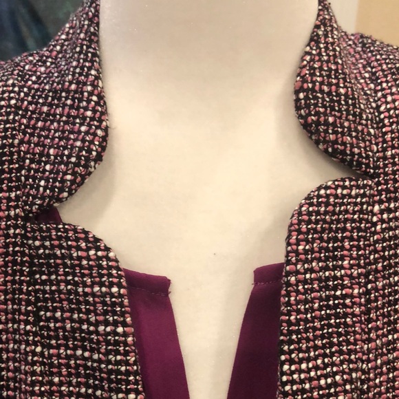 AQUA Black White Pink Tweed Cropped Jacket Open Front 3/4 sleeve Medium EUC - Picture 15 of 15